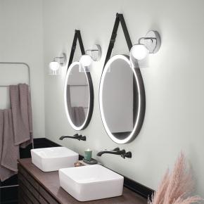 Leather Strap Round Mirror