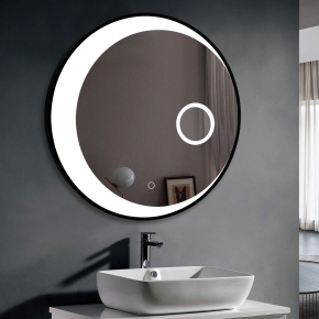 Metal Framed mirror with magnifier